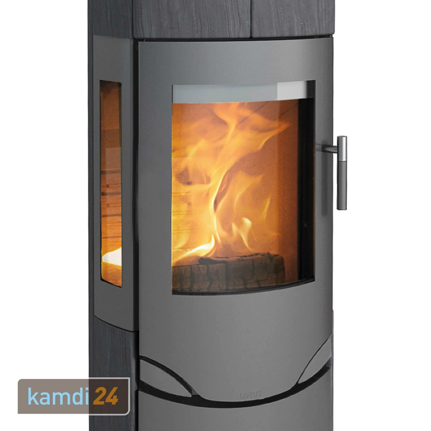 Lotus Prio M Kaminofen Grau/ Indian Night/ Seitenglas, Rauchabgang Hinten 8 Lotus Prio M Kaminofen Grau/ Indian Night/ Seitenglas, Rauchabgang Hinten – Bild 6