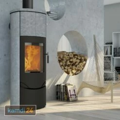 Lotus Prio M Kaminofen Schwarz/ Speckstein, Rauchabgang Oben