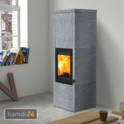 Lotus QM40 Kaminofen Speckstein, Tür Schwarz, Rauchabgang Hinten