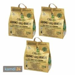OlioBric Grill-Briketts, Eiform, 3 X 3 Kg (9 Kg)