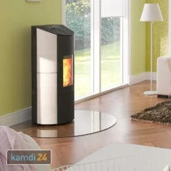 Olsberg Levana Aqua 2.0 Wasserführender Pelletofen Stahl Schwarz / Keramik Caffe Freddo