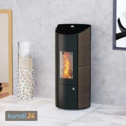 Olsberg Pelletofen Levana 2.0 Stahl Schwarz / Caffee Arabica 8 KW Mit Konvektionsluftventilator