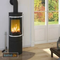 Olsberg Pular Plus Compact Kaminofen Schwarz Dekorrahmen Verchromt