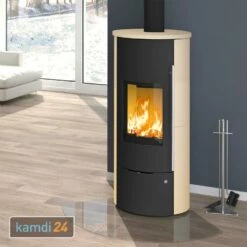 Olsberg Tolima Aqua II Compact Wasserführender Kaminofen Stahl Schwarz | Keramikverkleidung Ahorn