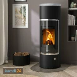 Oranier Arena W+ 2.0 Kaminofen Stahl Schwarz Mit Abdeckplatte Speckstein