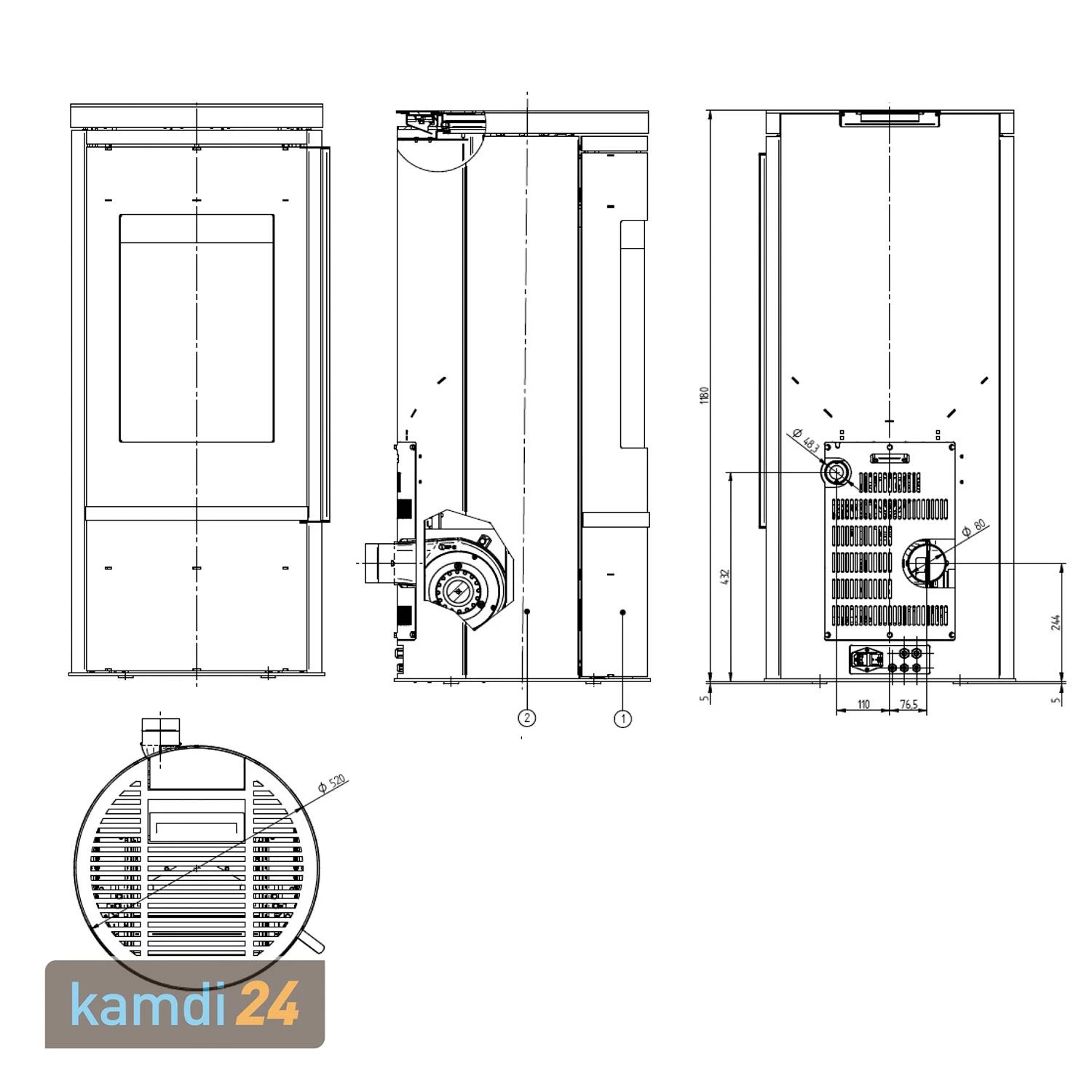 Oranier Carus 2.0 Pelletofen Stahl Schwarz / Speckstein 10 Oranier Carus 2.0 Pelletofen Stahl Schwarz / Speckstein – Bild 8