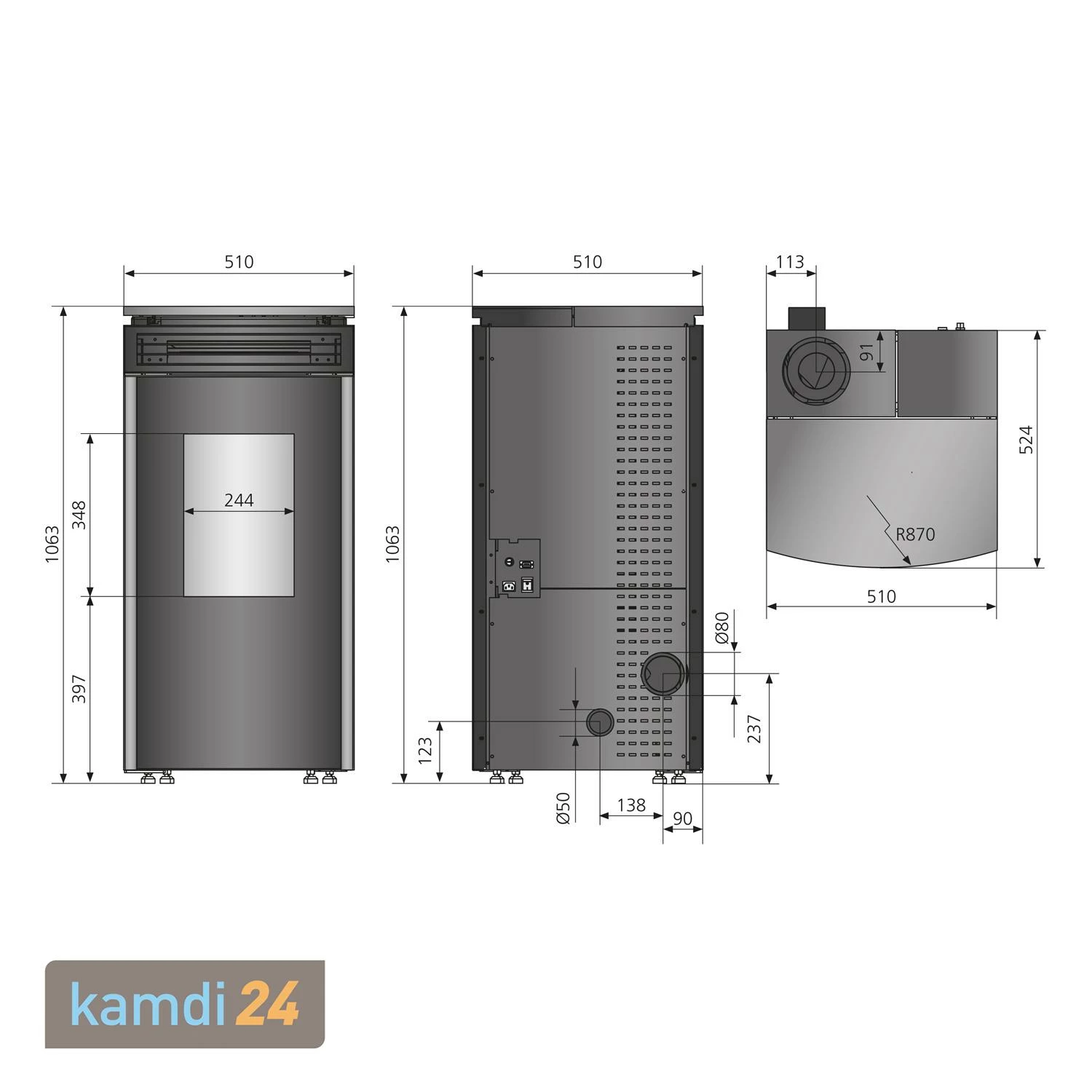 Oranier Neta Pelletofen Stahl Schwarz, Rauchabgang Hinten 13 Oranier Neta Pelletofen Stahl Schwarz, Rauchabgang Hinten – Bild 11