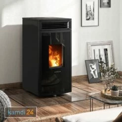 Oranier Neta Pelletofen Stahl Schwarz, Rauchabgang Hinten