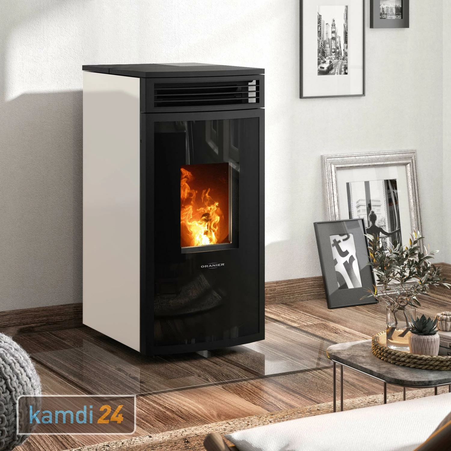 Oranier Neta Pelletofen Stahl Seidenweiß, Rauchabgang Hinten 3 Oranier Neta Pelletofen Stahl Seidenweiß, Rauchabgang Hinten