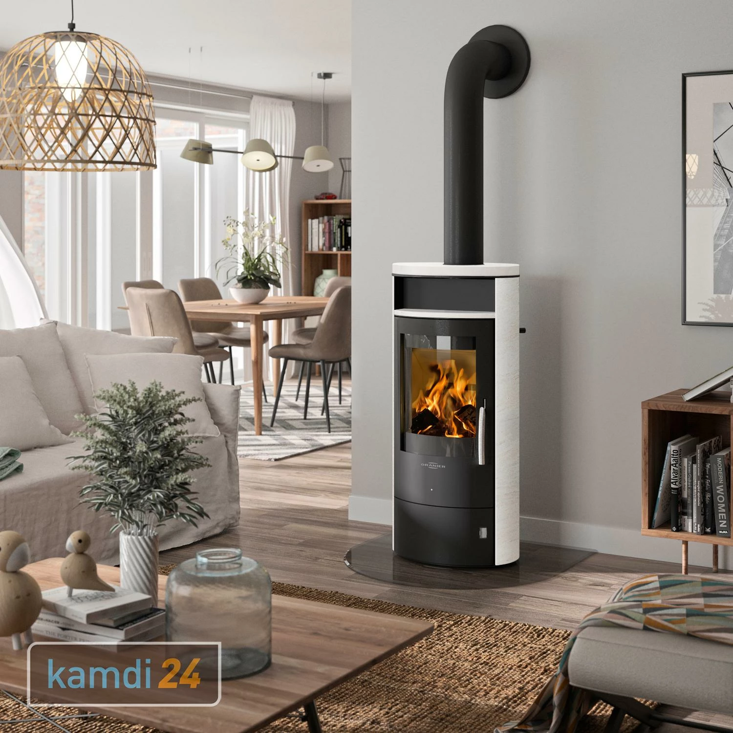 Oranier Polar 5 2.0 Kaminofen Stahl Schwarz / Kalkstein Cream 7 Oranier Polar 5 2.0 Kaminofen Stahl Schwarz / Kalkstein Cream – Bild 5