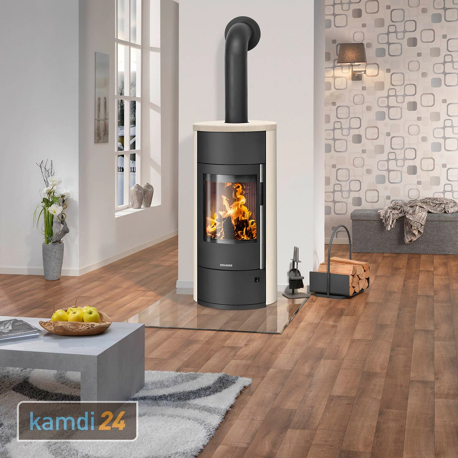 Oranier Polar Neo Vantage W+ Kaminofen Stahl Schwarz / Kalkstein Cream 7 Oranier Polar Neo Vantage W+ Kaminofen Stahl Schwarz / Kalkstein Cream – Bild 5