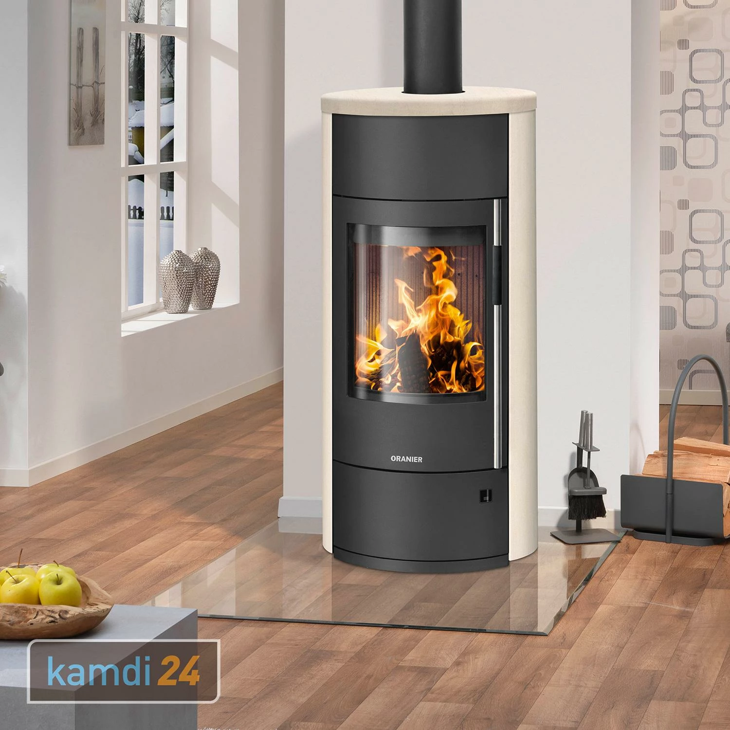 Oranier Polar Neo Vantage W+ Kaminofen Stahl Schwarz / Kalkstein Cream 3 Oranier Polar Neo Vantage W+ Kaminofen Stahl Schwarz / Kalkstein Cream