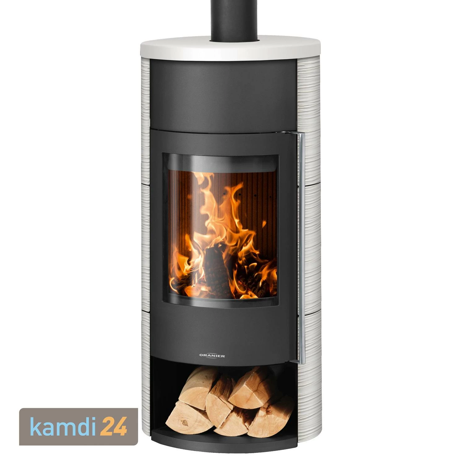 Oranier Polar Neo W+ Kaminofen Stahl Schwarz / Kachel Seidenweiß 4 Oranier Polar Neo W+ Kaminofen Stahl Schwarz / Kachel Seidenweiß – Bild 2