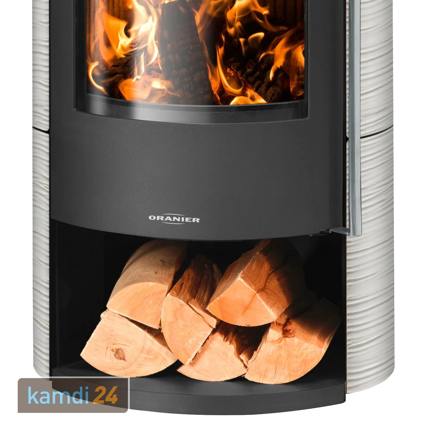 Oranier Polar Neo W+ Kaminofen Stahl Schwarz / Kachel Seidenweiß 6 Oranier Polar Neo W+ Kaminofen Stahl Schwarz / Kachel Seidenweiß – Bild 4