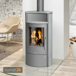 Oranier Pori Aqua Wasserführender Kaminofen Stahl Gussgrau / Speckstein