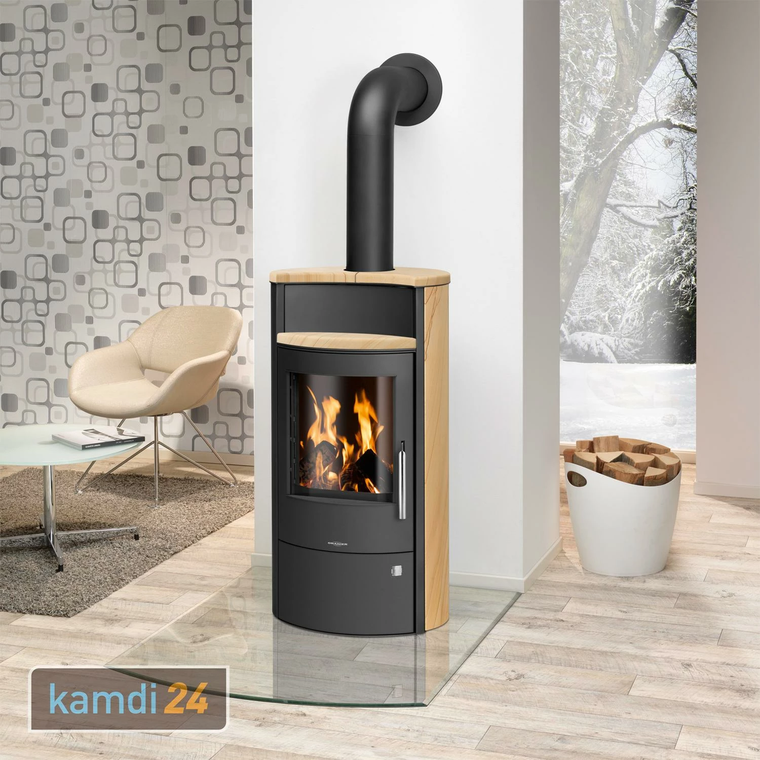 Oranier Pori Aqua Wasserführender Kaminofen Stahl Schwarz / Sandstein 7 Oranier Pori Aqua Wasserführender Kaminofen Stahl Schwarz / Sandstein – Bild 5