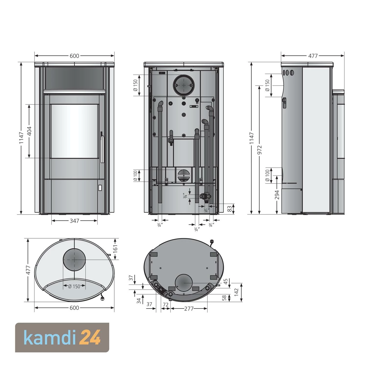 Oranier Pori Aqua Wasserführender Kaminofen Stahl Schwarz / Sandstein 10 Oranier Pori Aqua Wasserführender Kaminofen Stahl Schwarz / Sandstein – Bild 8