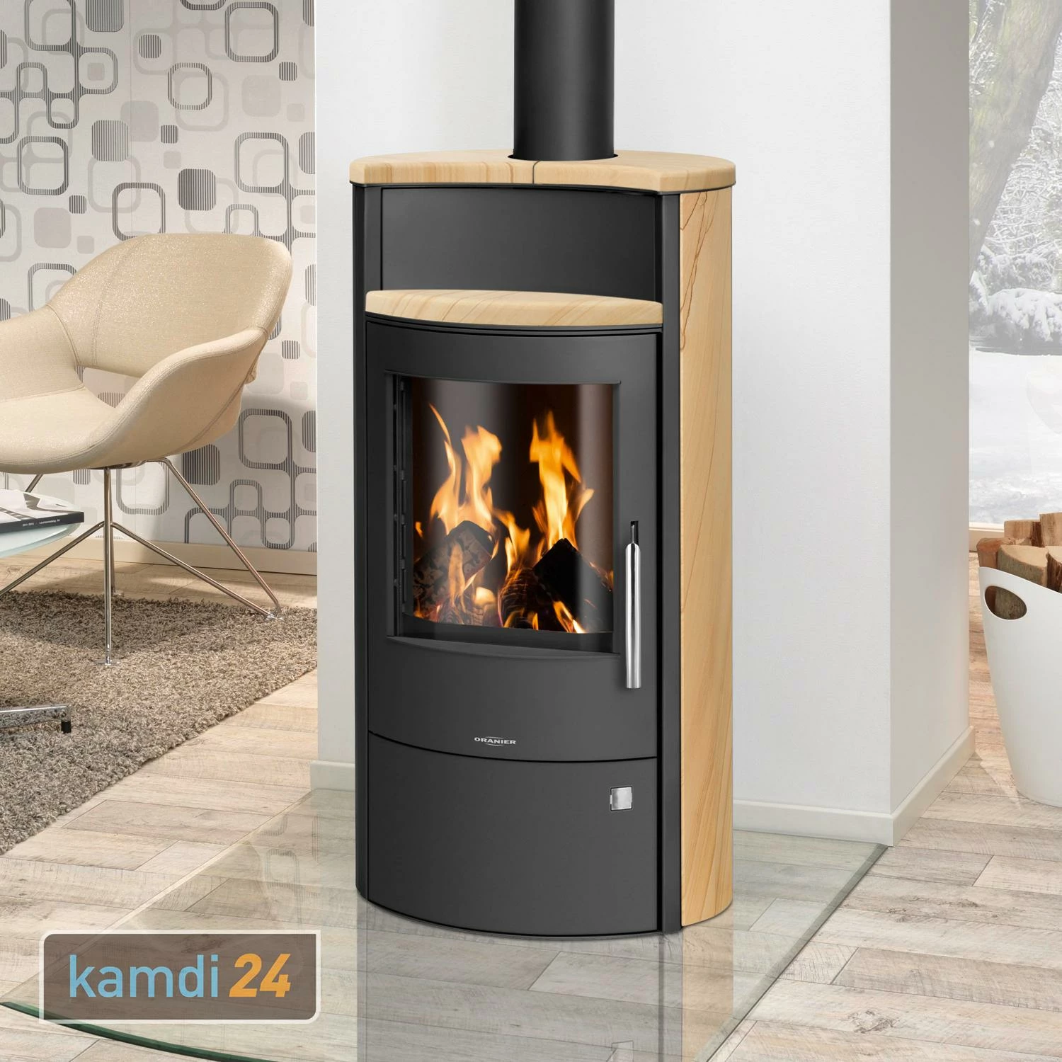 Oranier Pori Aqua Wasserführender Kaminofen Stahl Schwarz / Sandstein 3 Oranier Pori Aqua Wasserführender Kaminofen Stahl Schwarz / Sandstein