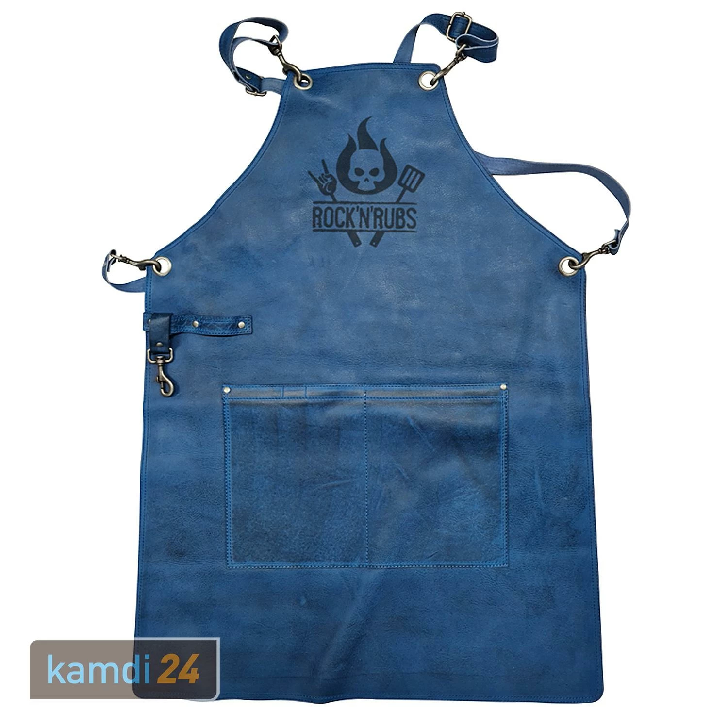 Rock'n'Rubs Grillschürze Leder Blau 3 Rock'n'Rubs Grillschürze Leder Blau