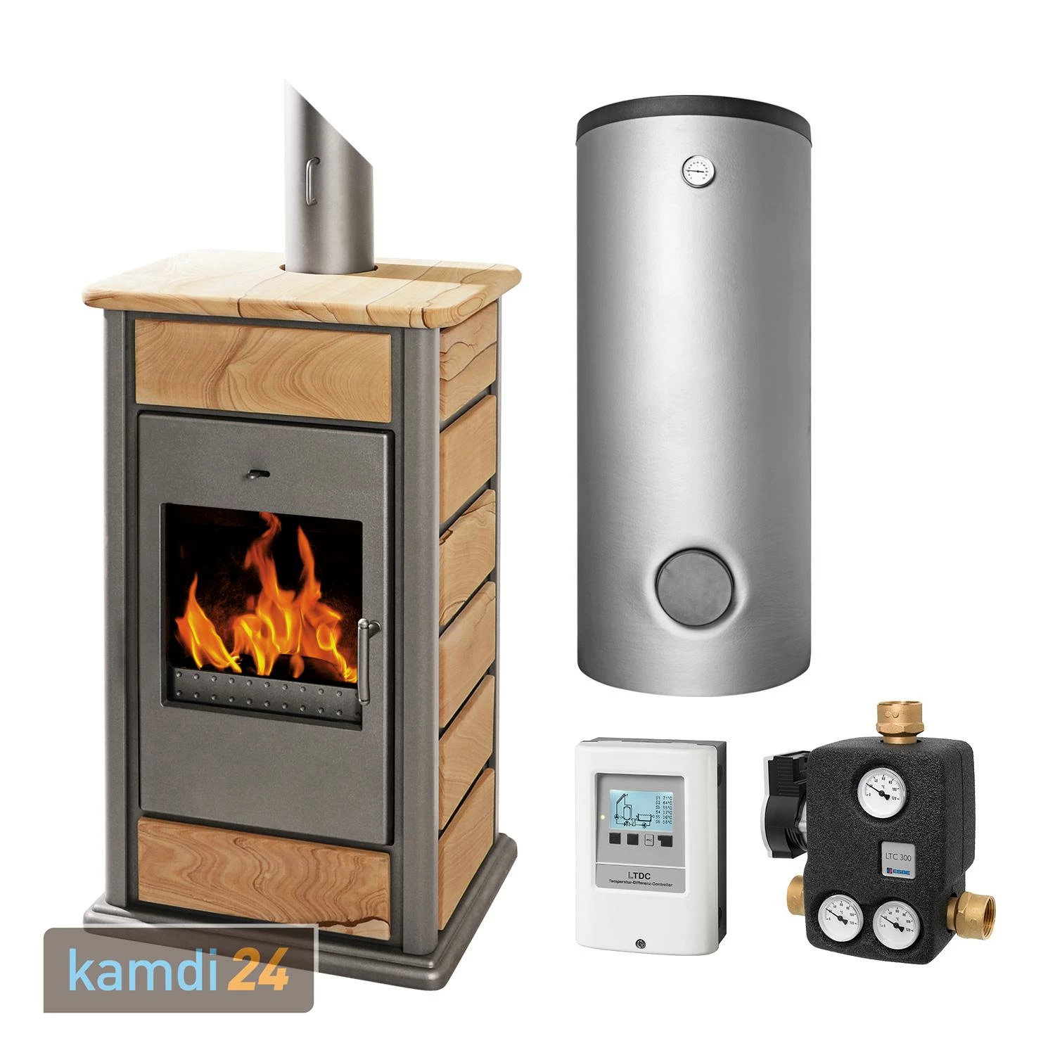 Schmitzker Alicante Anthrazit Sunshine II Wasserführender Kaminofen - Komplett-Set Mit Pufferspeicher 600L, Inkl. Isolierung 3 Schmitzker Alicante Anthrazit Sunshine II Wasserführender Kaminofen - Komplett-Set Mit Pufferspeicher 600L, Inkl. Isolierung