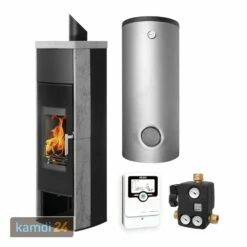 Angebote Kamdi24 Store 29 Schmitzker Aqua Wasserführender Kaminofen Speckstein Komplett-Set Mit Kombispeicher 600 L + 1 SWT