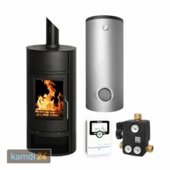 Schmitzker Faro Base Wasserführender Kaminofen - Komplett-Set Mit Pufferspeicher TPSR 500L + 1 SWT, Inkl. Isolierung
