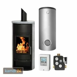 Schmitzker Faro Speckstein Wasserführender Kaminofen - Komplett-Set Mit Pufferspeicher TPSR 500L + 1 SWT, Inkl. Isolierung