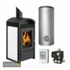 Schmitzker Marbella Mini Stahl Weiß Wasserführender Kaminofen - Komplett-Set Mit Pufferspeicher TPSR 300L + 1 SWT, Inkl. Isolierung