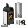 Schmitzker Marbella Stahl Weiß Wasserführender Kaminofen - Komplett-Set Mit Pufferspeicher TPSM 300L