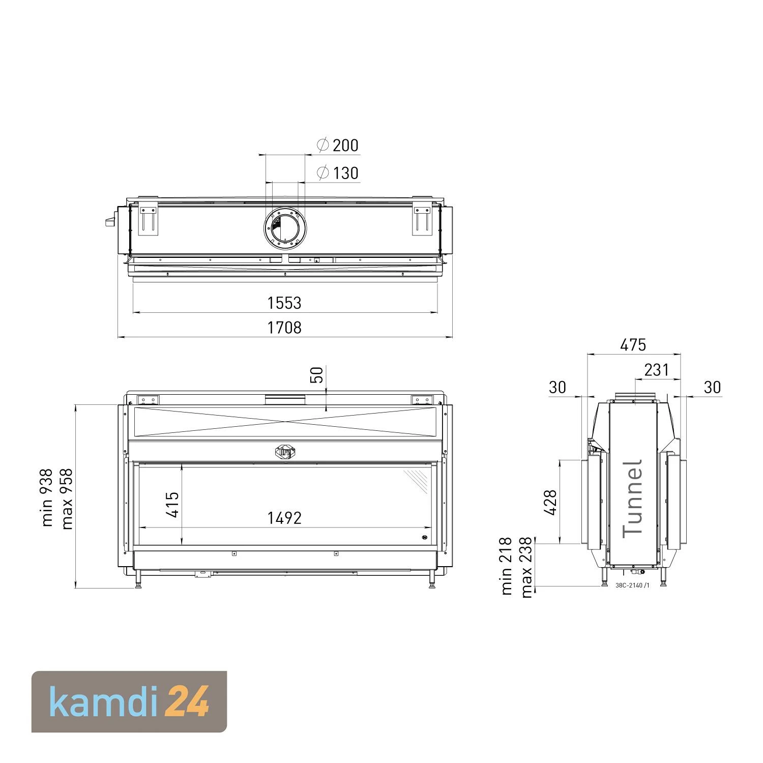 Spartherm DRU Metro 150XT-41 Tunnel RCH Gas-Kamineinsatz G20 / Schwarz 4 Spartherm DRU Metro 150XT-41 Tunnel RCH Gas-Kamineinsatz G20 / Schwarz – Bild 2