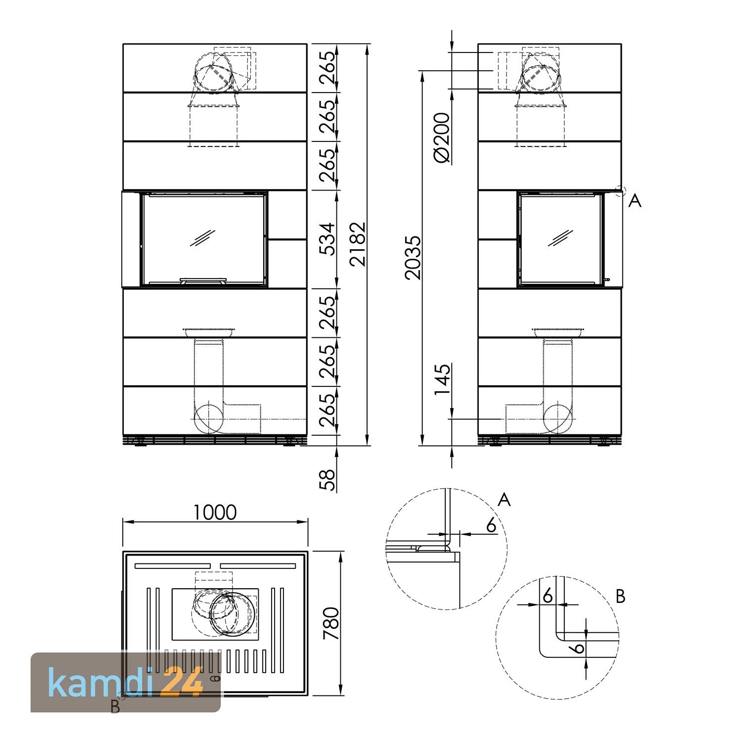 Spartherm Kaminbausatz SIM 3/3 Varia 2Lh-4S Natur 4 Spartherm Kaminbausatz SIM 3/3 Varia 2Lh-4S Natur – Bild 2