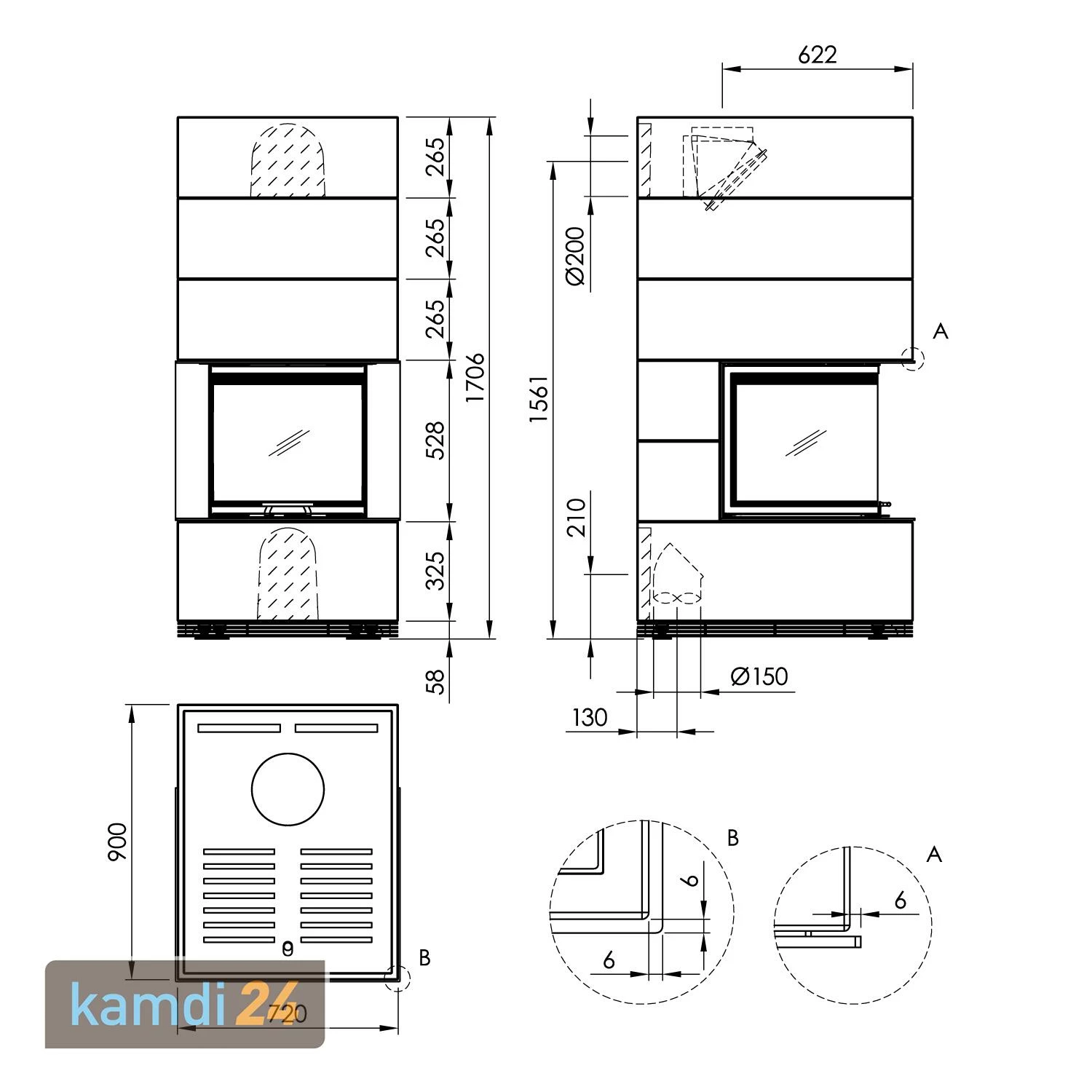 Spartherm SIM 1/3 Arte U-50h-4S Kaminbausatz Natur 5 Spartherm SIM 1/3 Arte U-50h-4S Kaminbausatz Natur – Bild 3