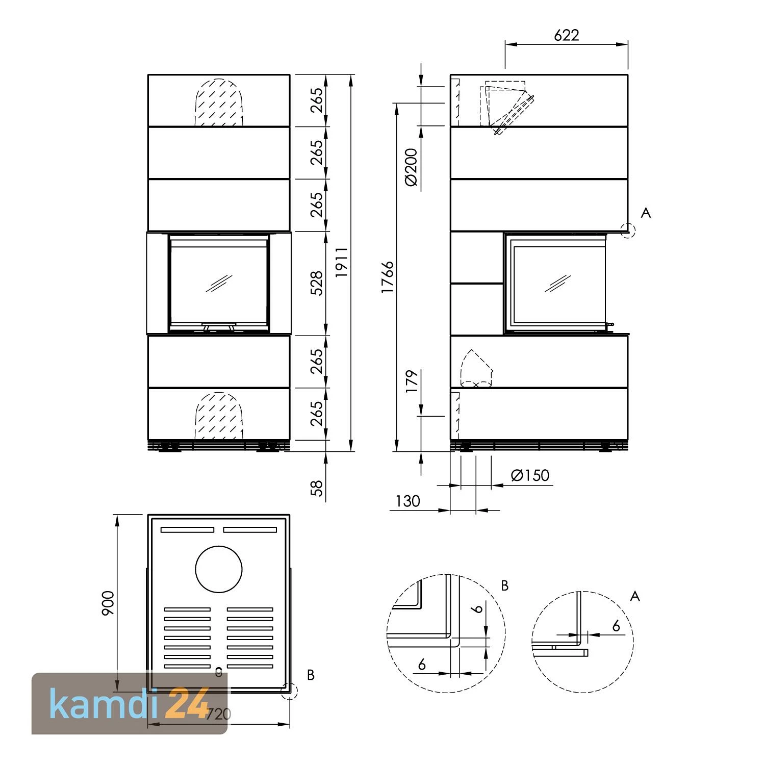 Spartherm SIM 2/3 Arte U-50h-4S Kaminbausatz Natur 7 Spartherm SIM 2/3 Arte U-50h-4S Kaminbausatz Natur – Bild 5