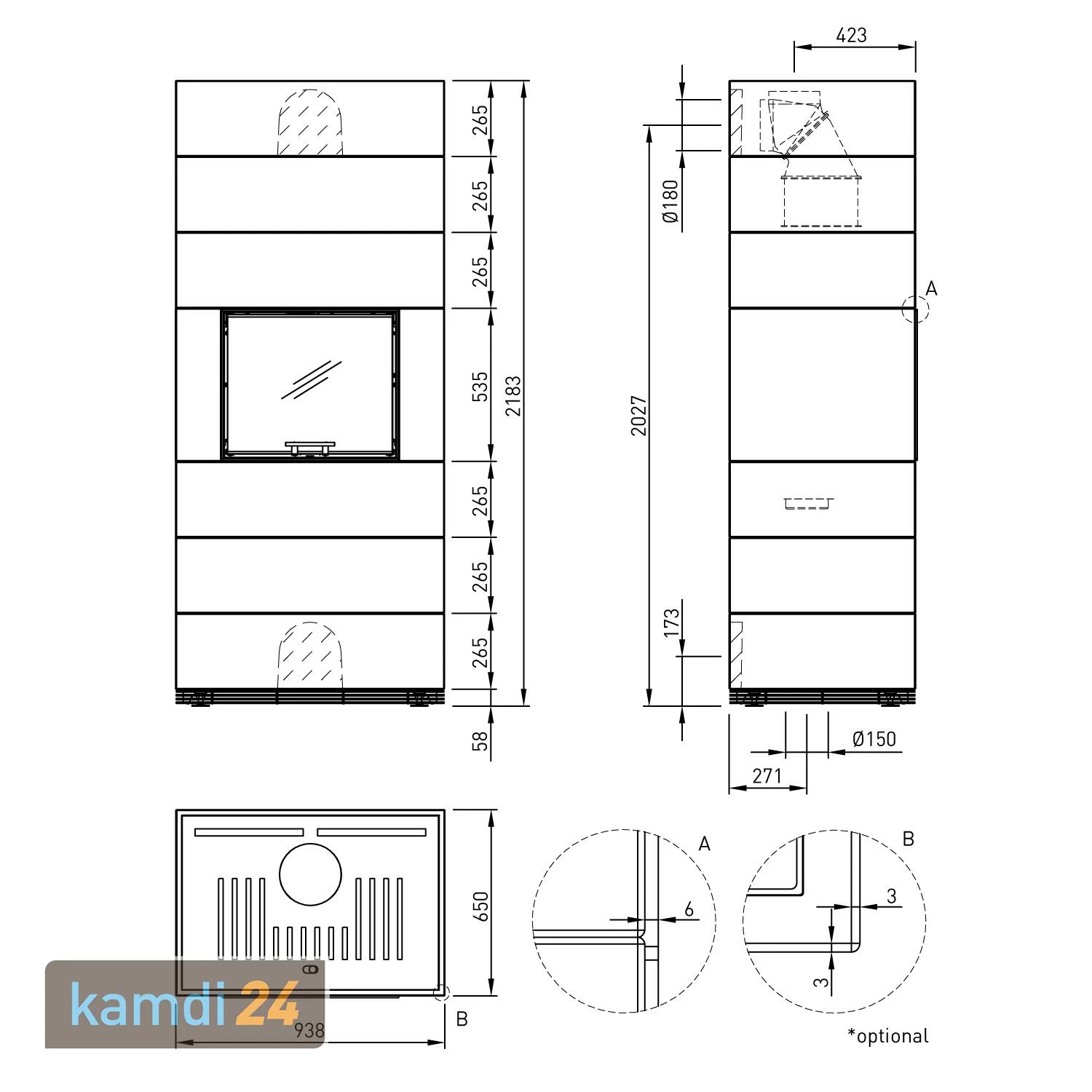 Spartherm SIM 3/3 Mini Sh-4S Kaminbausatz Natur 8 Spartherm SIM 3/3 Mini Sh-4S Kaminbausatz Natur – Bild 6