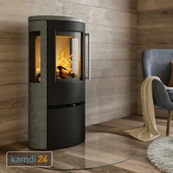 TermaTech TT23RGS Kaminofen Stahl Schwarz, Speckstein, Rauchabgang Oben