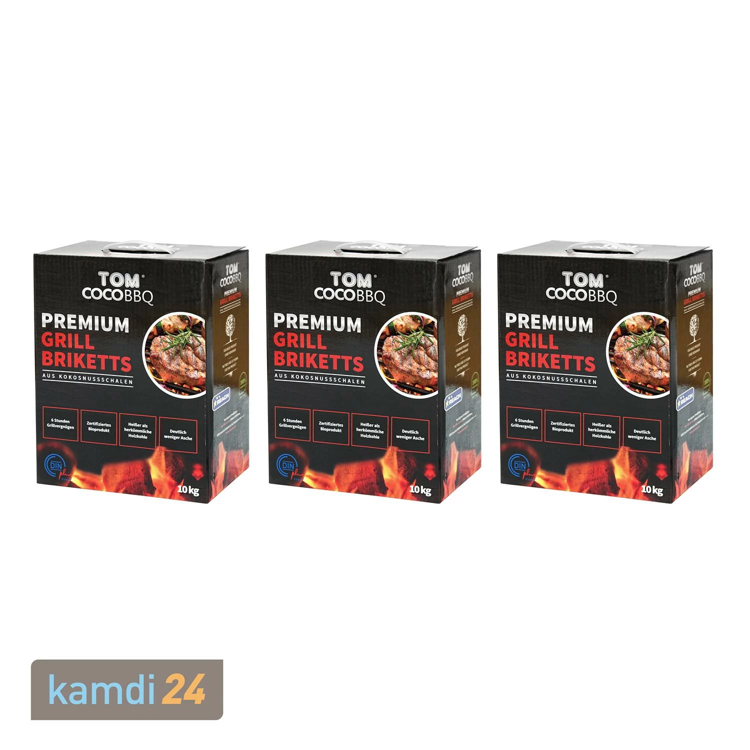 TOM COCO Grill-Kokoskohle Briketts, Quader, 3 X 10 Kg (30 Kg) 3 TOM COCO Grill-Kokoskohle Briketts, Quader, 3 X 10 Kg (30 Kg)