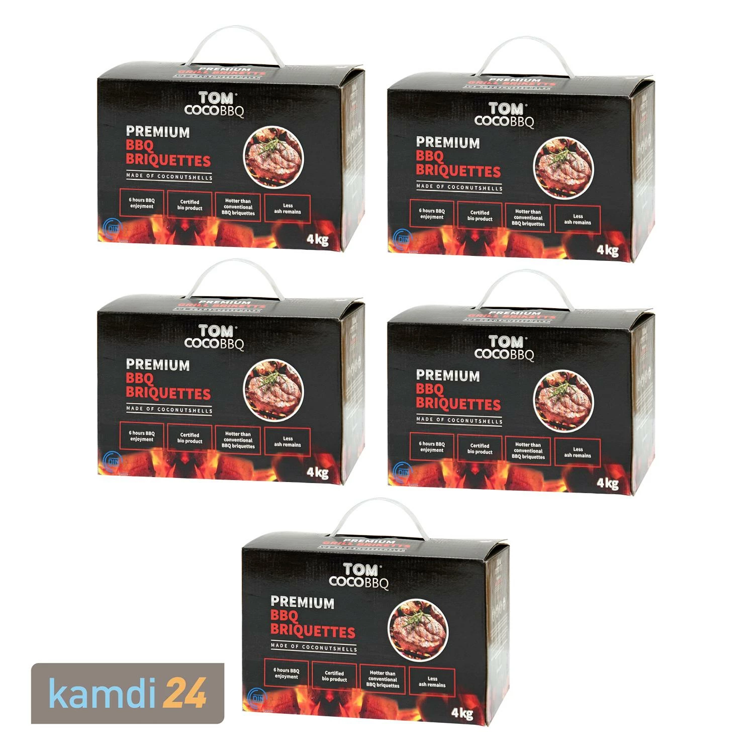 TOM COCO Grill-Kokoskohle Briketts, Quader, 5 X 4 Kg (20 Kg) 3 TOM COCO Grill-Kokoskohle Briketts, Quader, 5 X 4 Kg (20 Kg)