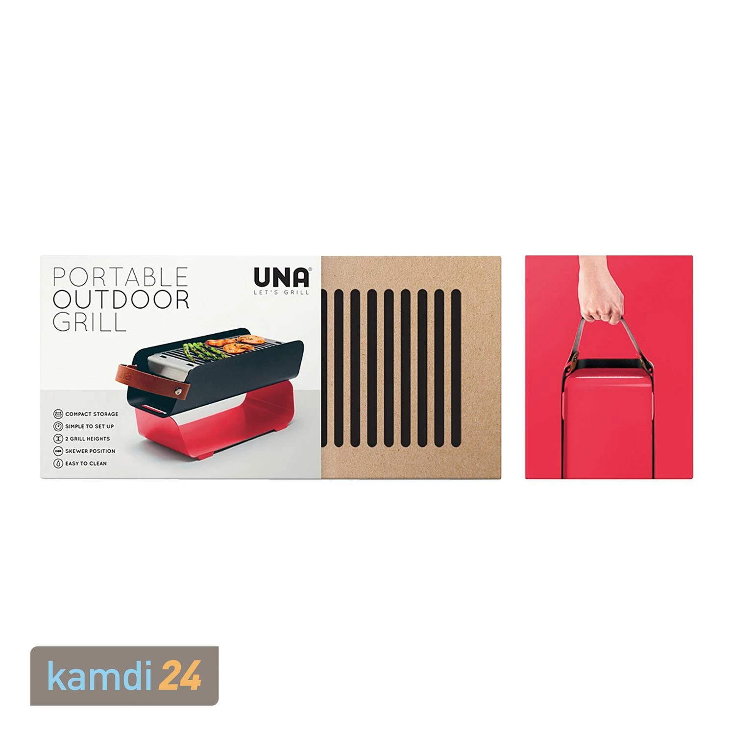 UNA Holzkohlegrill Erdbeerrot 6 UNA Holzkohlegrill Erdbeerrot – Bild 4