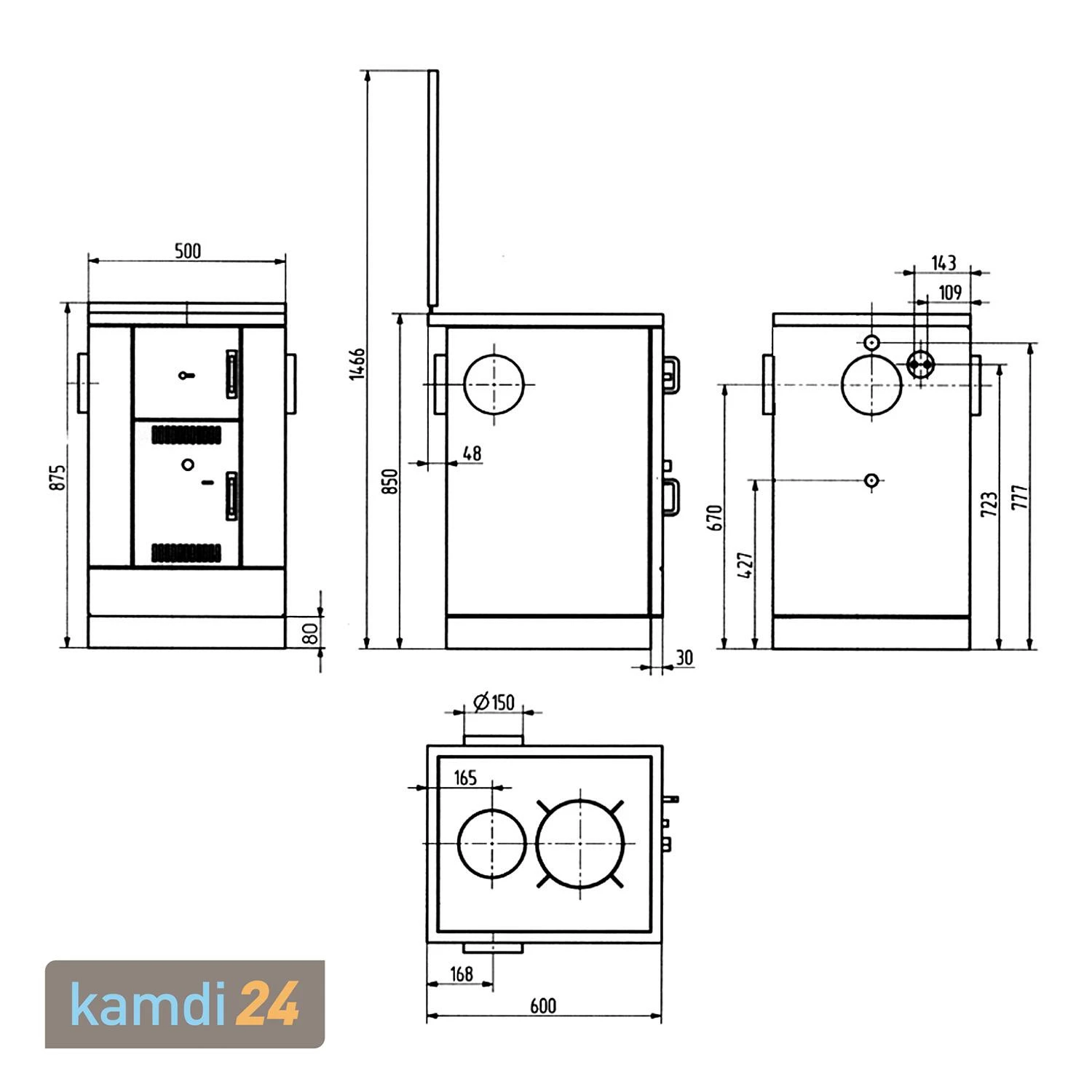 Wamsler K 158 Küchenofen Wasserführend Maron Stahlplatte 4 Wamsler K 158 Küchenofen Wasserführend Maron Stahlplatte – Bild 2