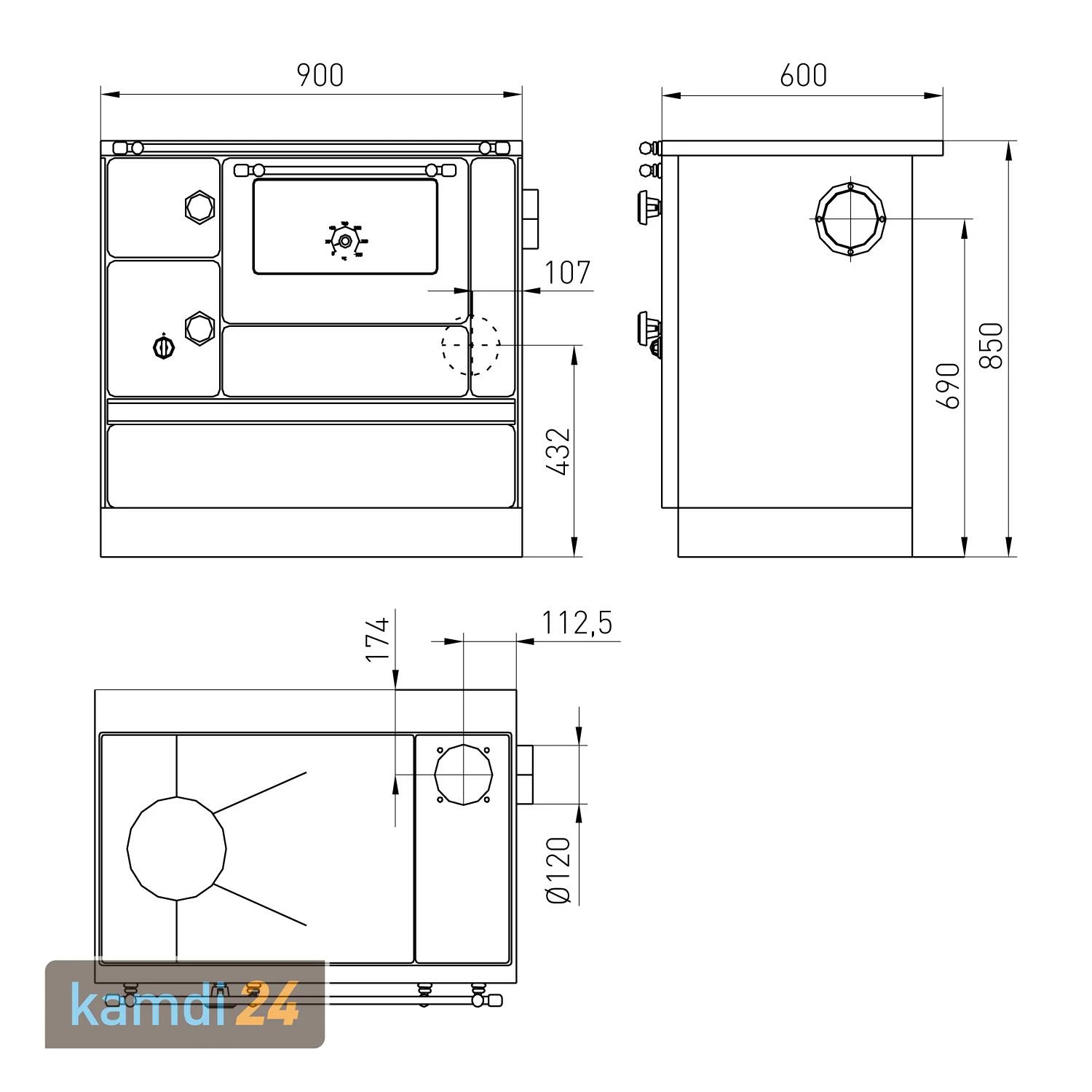 Wamsler K 176 A 90 Küchenofen Stahl Weiß, Backfach Links 6 Wamsler K 176 A 90 Küchenofen Stahl Weiß, Backfach Links – Bild 4