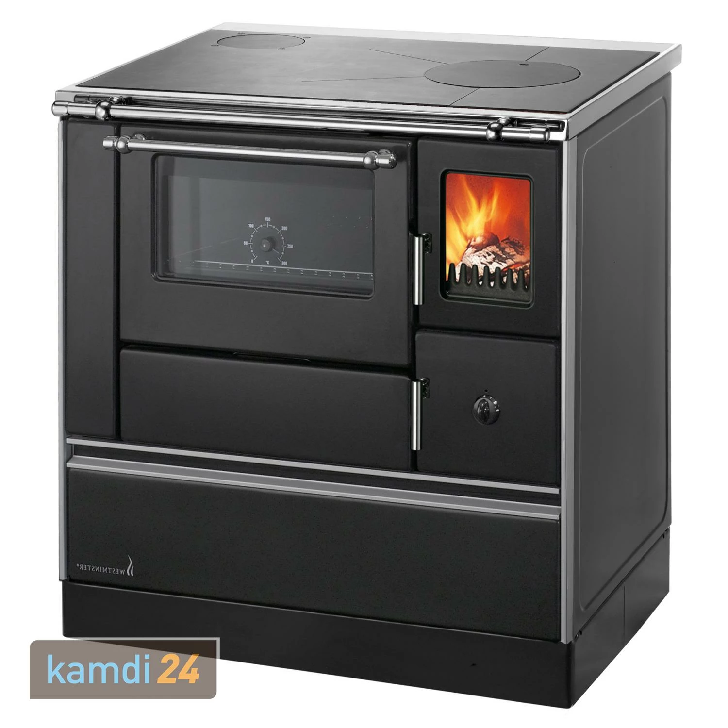 Wamsler K 176 F/A 90 Küchenofen Schwarz, Stahlkochfläche, Backfach Links 3 Wamsler K 176 F/A 90 Küchenofen Schwarz, Stahlkochfläche, Backfach Links