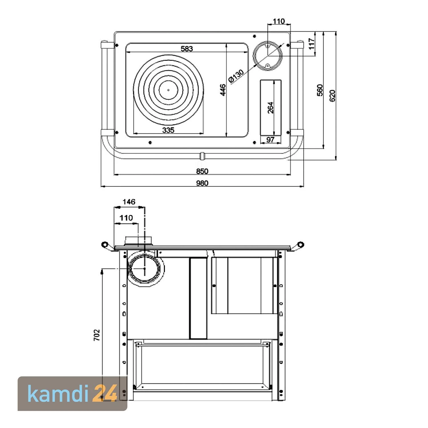 Wamsler K 85 F Küchenofen Stahl Weiß, Backfach Rechts 5 Wamsler K 85 F Küchenofen Stahl Weiß, Backfach Rechts – Bild 3