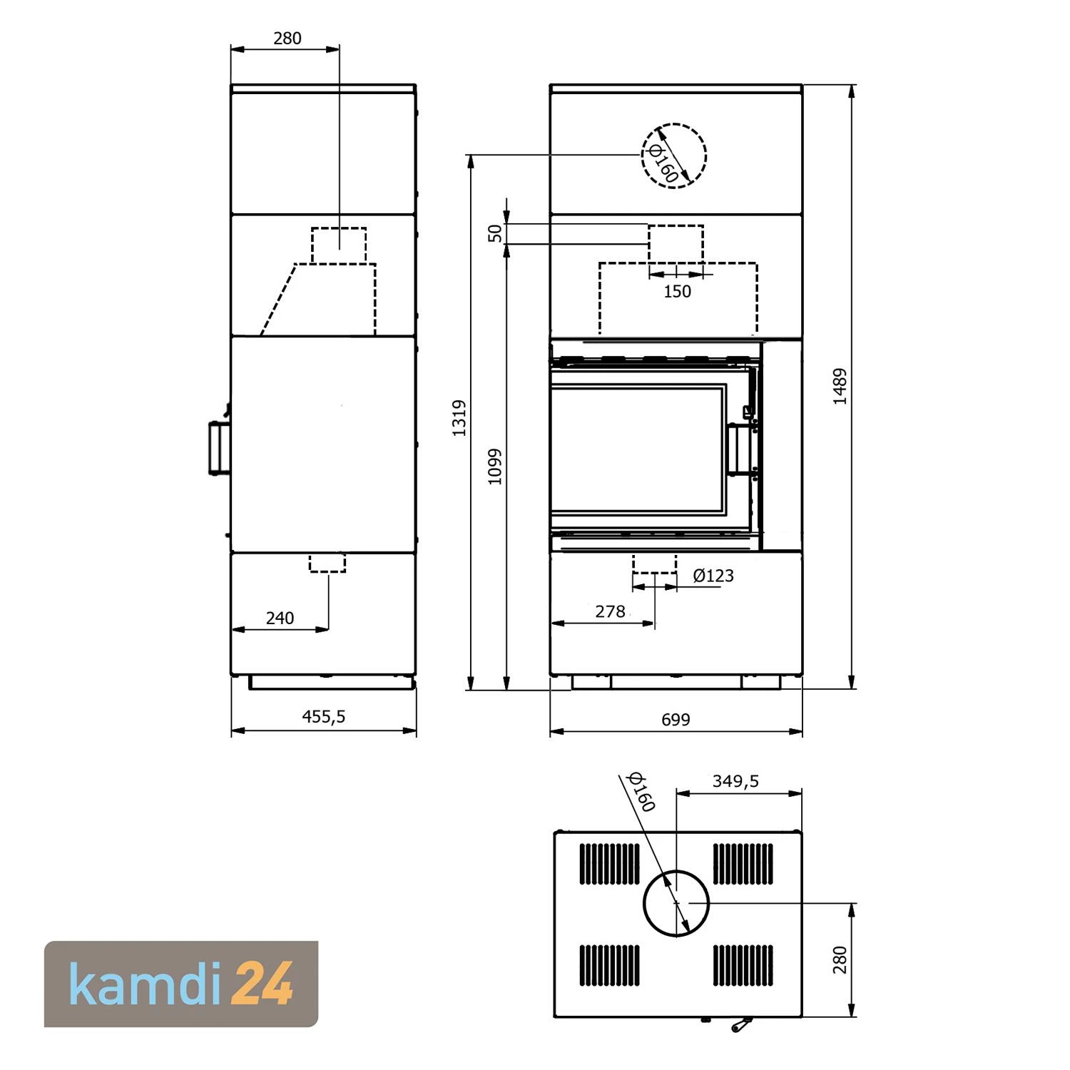 Wamsler Modulo 70/150 L Links Kaminbausatz Weiß 7 Wamsler Modulo 70/150 L Links Kaminbausatz Weiß – Bild 5