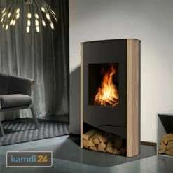 Wamsler N-Line Kaminofen Stahl Schwarz / Sandstein Rainbow