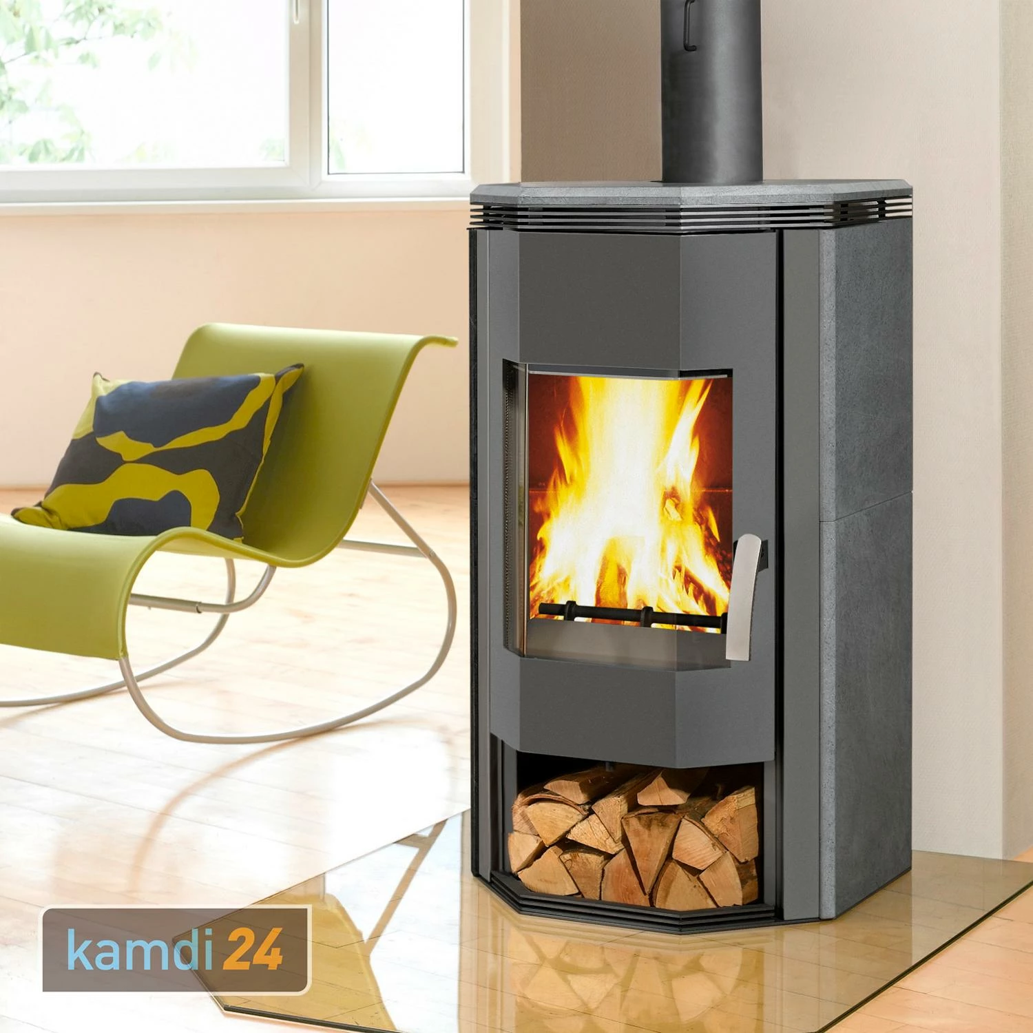 Wamsler Prisma Kaminofen Stahl Grau / Naturstein 3 Wamsler Prisma Kaminofen Stahl Grau / Naturstein