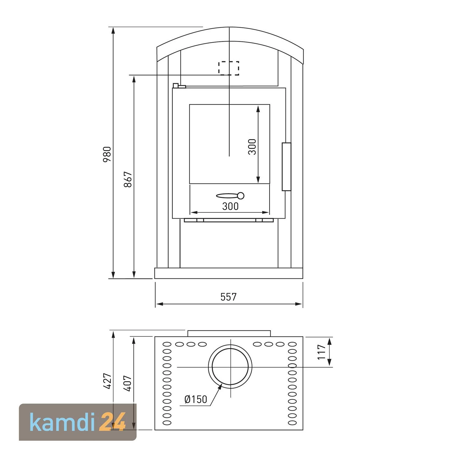 Wamsler Saturn Kaminofen Stahl Grau / Naturstein 5 Wamsler Saturn Kaminofen Stahl Grau / Naturstein – Bild 3
