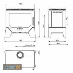 Wamsler W-Box Kaminofen Stahl Schwarz / Grau -Angebote Kamdi24 Store wamsler w box kaminofen stahl schwarz grau 20056 m 6