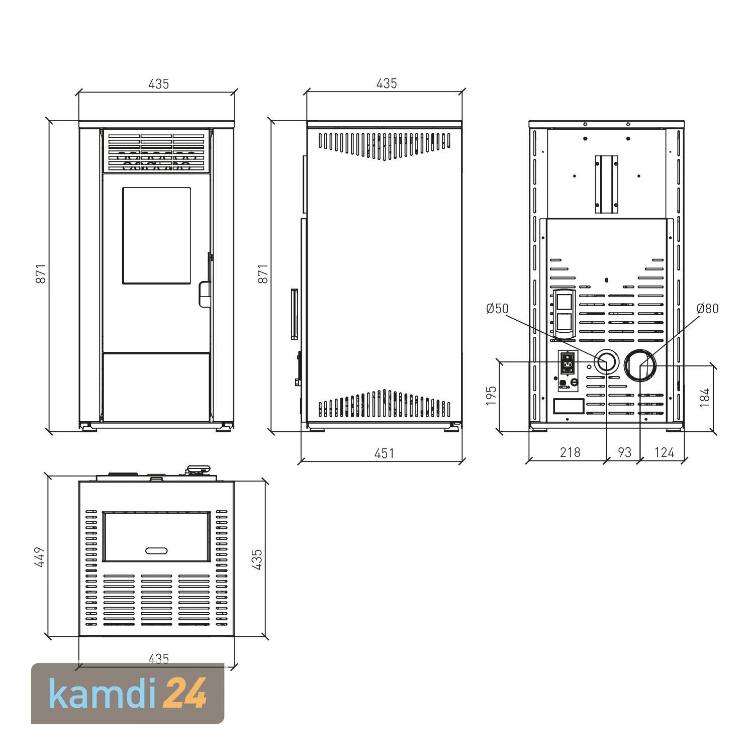 Wamsler WPO 7 Pelletofen Stahl Bordeaux, Gerade Seiten 8 Wamsler WPO 7 Pelletofen Stahl Bordeaux, Gerade Seiten – Bild 6