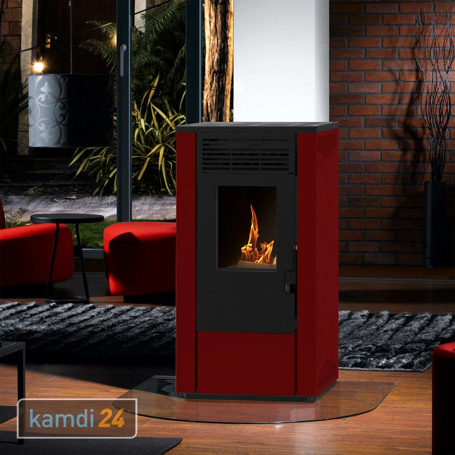 Wamsler WPO 7 Pelletofen Stahl Bordeaux, Gerade Seiten 3 Wamsler WPO 7 Pelletofen Stahl Bordeaux, Gerade Seiten