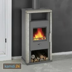 Wamsler Yuna Kaminofen Stahl Grau / Naturstein
